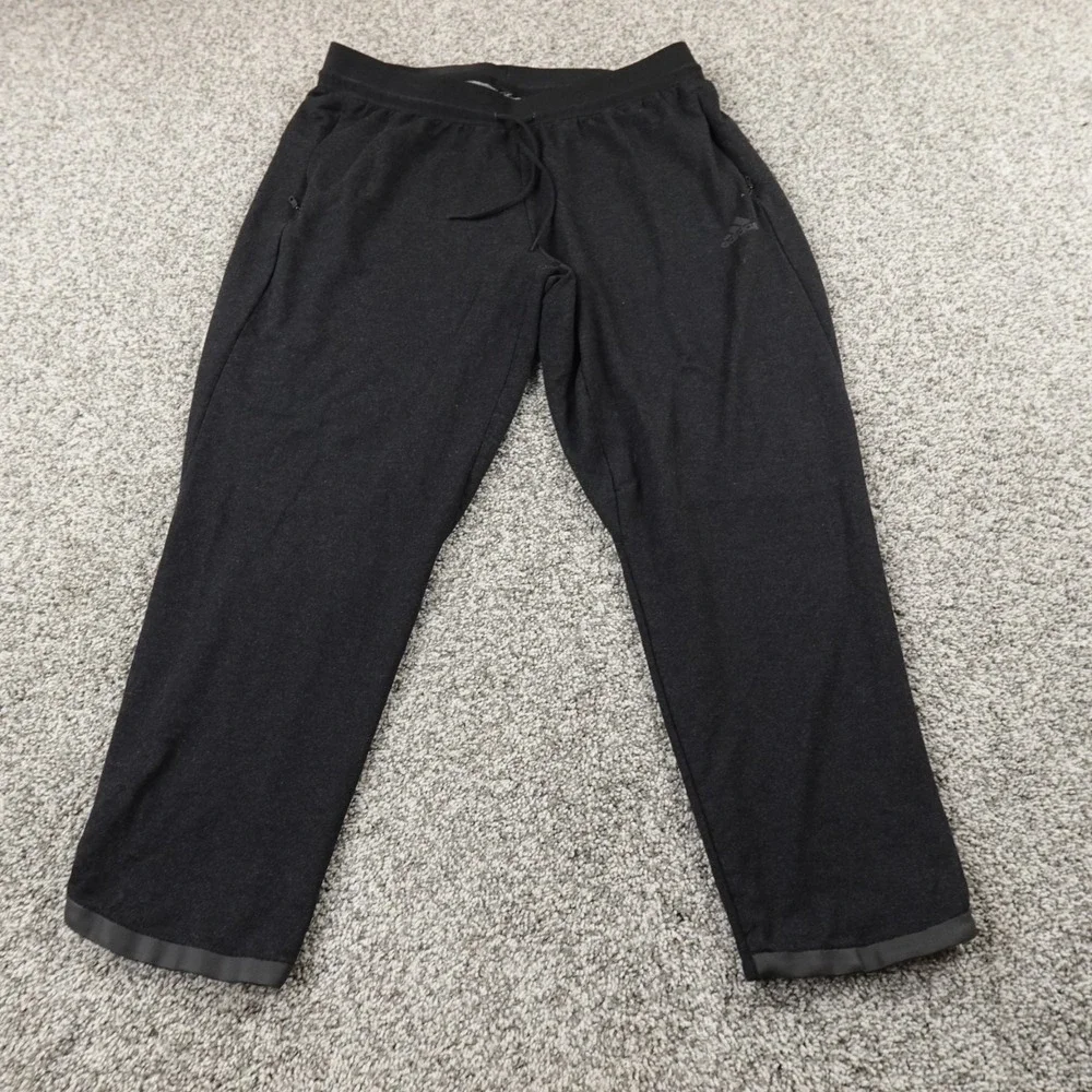 Adidas Pants Mens XL Gray Black Track Warm Up Drawstring Jogger Sweatpants Gym‎